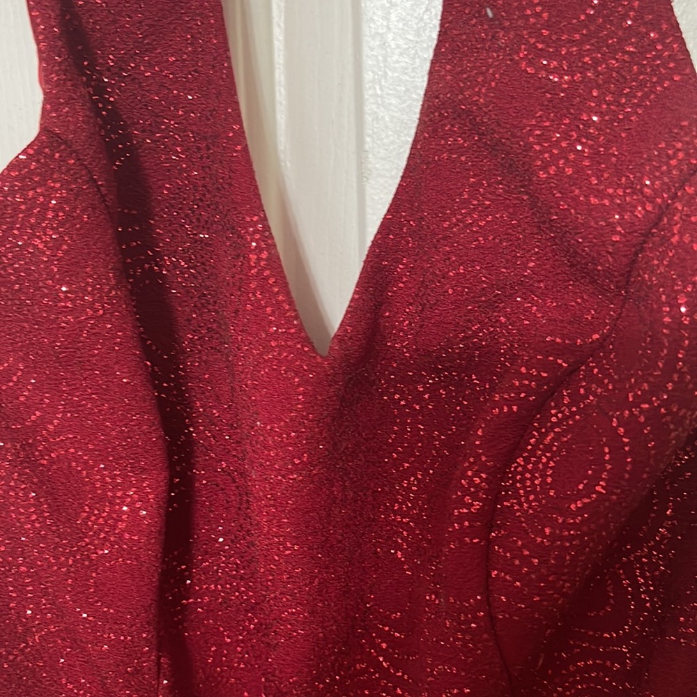 Dress Red floor length sequined evening, wedding or prom gown Christmas party - Picture 10 of 10